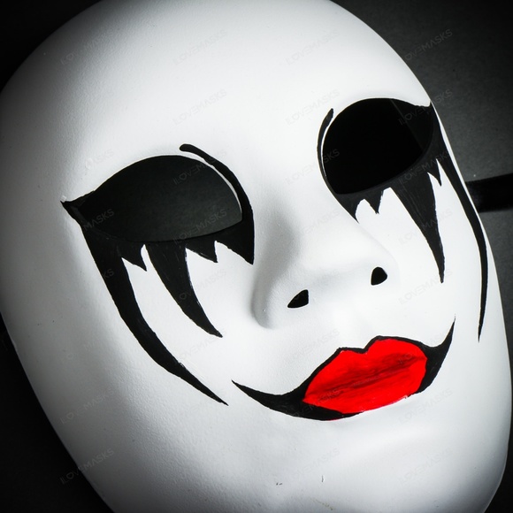 White Full Face Venetian Clown Joker Carnival Mask - Picture 2 of 4